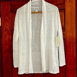 NWT - Rachel Zoe linen white shawl collar sweater